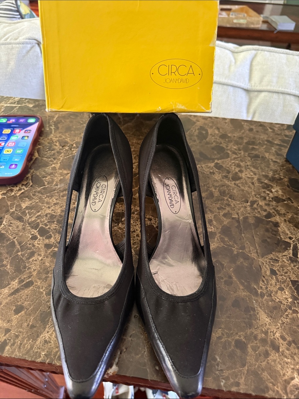 Joan & David Black Pointed Toe Stiletto Pumps